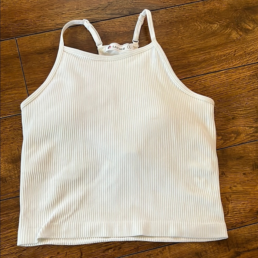 White Ribbed Tank Top